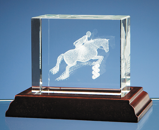 Large image for Show-Jumper in 3D Optical Crystal Block